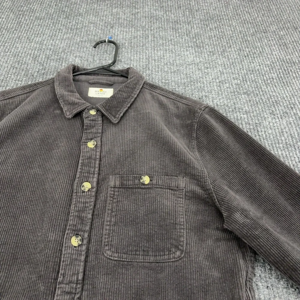 Marine Layer Shirt Jacket Mens M Dark Gray Cotton Corduroy Button Down Casual